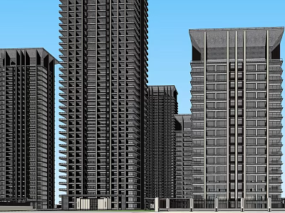 Modern High Rise Buildings With Contemporary Architectural Design And Urban Skyline 3d model