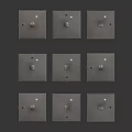 Nine Silver Square Metal Bases With Cylindrical Protrusions And Fixed Screws