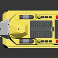 Bright Yellow Tank Shaped Toy Car With Black Details And Rolling Wheels