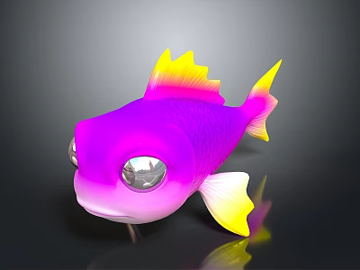Vibrant Purple Fish With Yellow Fins Silver Eyes And Glossy 3D Rendered Body 3d model Vibrant Purple Fish With Yellow Fins Silver Eyes And Glossy 3D Rendered Body 3d model
