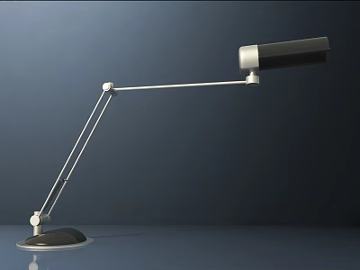 Modern Adjustable Arm Desk Lamp With Metal Frame Black Shade And Round Base 3d model