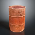 Vintage Rusty Metal Barrel With Cylindrical Design And Weathered Surface Texture