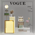 VOGUE Themed Decorative Ornament Set With Display Cabinet Potted Plants And Brand Container