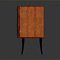 Red Wood Grain Cabinet With Transparent Panel Blue Pattern Side Decorations And Slender Legs