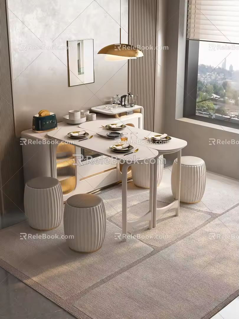 Modern Light Luxury Dining Table Function Dining Table Guest Restaurant 3d model