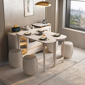 Modern Light Luxury Dining Table Function Dining Table Guest Restaurant 3d model