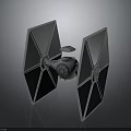Detailed TIE Fighter Model with Hexagonal Wings and Central Cockpit on Dark Surface
