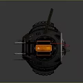 Futuristic Spherical Mechanical Device With Black Orange Design Antennas And Blue Displays