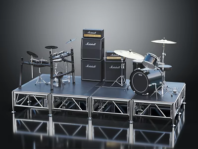 Various Musical Instruments And Art Supplies For Creative Art And Music Projects 3d model
