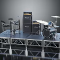 Modern drum set speaker stage musical instrument 3d model