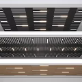 Modern Slatted Ceiling Design With Recessed LED Lights And Wooden Accents