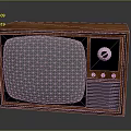 Vintage Electronic TV Set with Wooden Cabinet Retro Design and Control Knobs