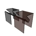 Modern Side Table With Transparent Glass And Geometric Black Frame Design 3d model