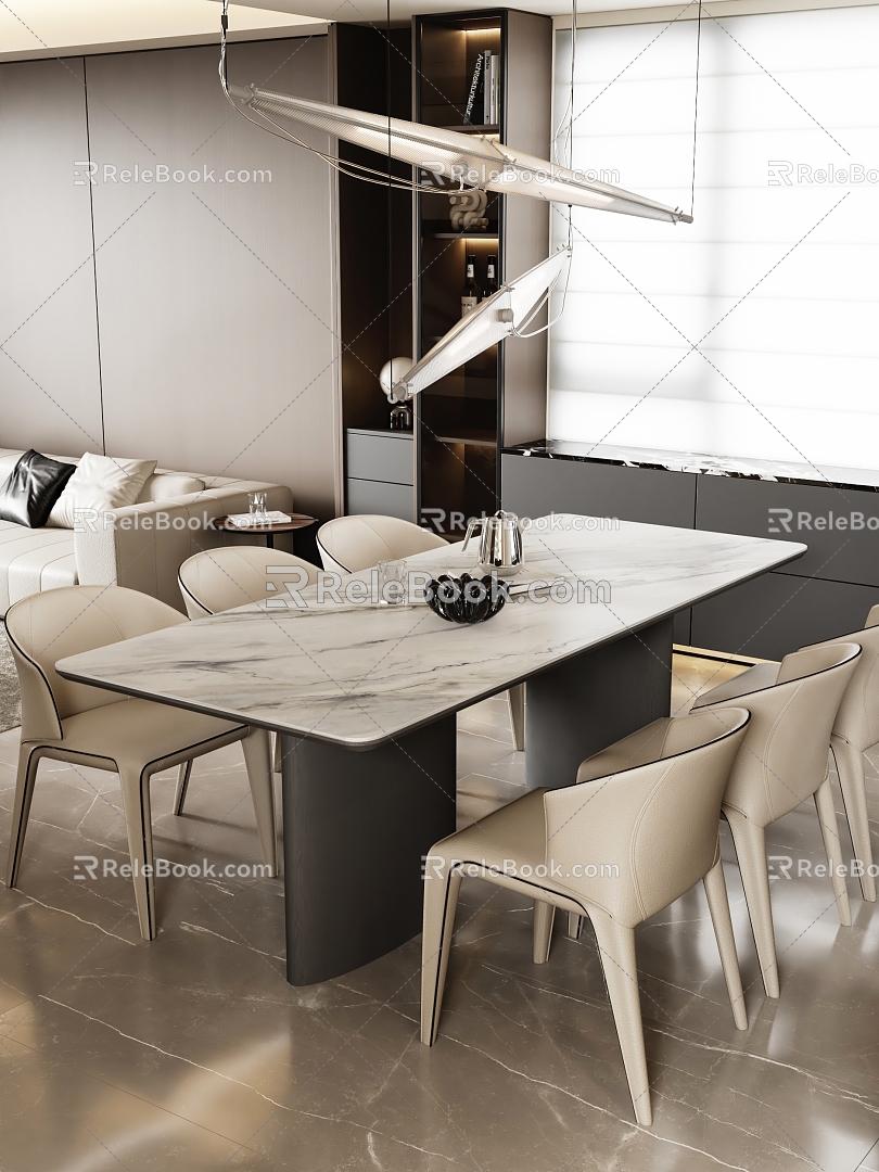 Modern Dining Table and Chair Combination model