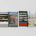 Commercial Display Refrigerators And Freezers Stocked With Fresh Fruits Vegetables Beverages And Dairy Products