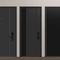 Modern Dark Security Doors With Three Panel Styles And Metal Finish Locks 3d model