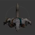 Wolf Headed Man With Gray Skin Green Tunic Brown Leather Armor And Sharp Claws
