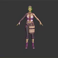 Game Movie Character 3D Model With Red Short Hair White Top Brown Pants And Boots