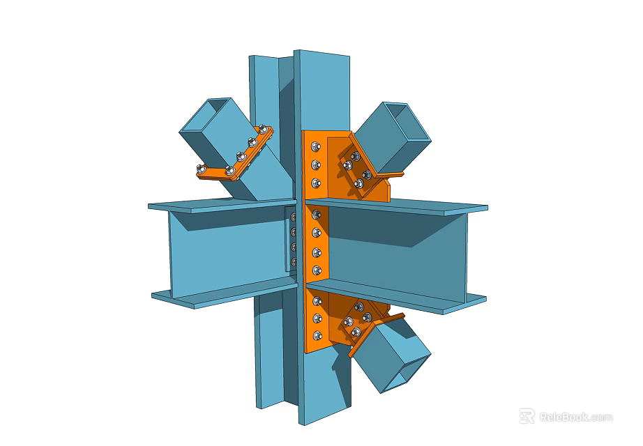 Structural Hardware Tools For Industrial Metal Connector Assembly With Multiple Bolts 3d model 
