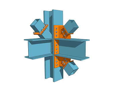 Structural Hardware Tools For Industrial Metal Connector Assembly With Multiple Bolts 3d model