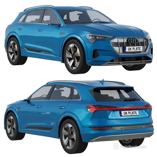 Blue Audi SUV Car Exterior Design With Front And Rear View Styling 3d model 