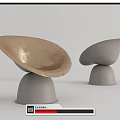 Modern Single Chair Design with Golden Bowl Shaped Seat and Gray Cylindrical Base