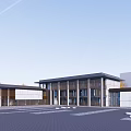 Modern Sales Office Building With Glass Facade Metal Structure And Spacious Entrance Plaza