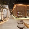 Relaxing SPA Sauna Environment With Bamboo Wooden Design And Stones
