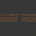 Two Brown Wooden Benches with Exquisite Carved Patterns for Home Living Spaces