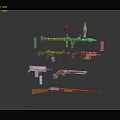 Various 3D Weapon Models Including Assault Rifles Pistols Rocket Launchers And Grenades
