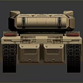 3D Rendered Tan Colored Military Tank With Cannon Turret Armor Details And Dark Background Reflection