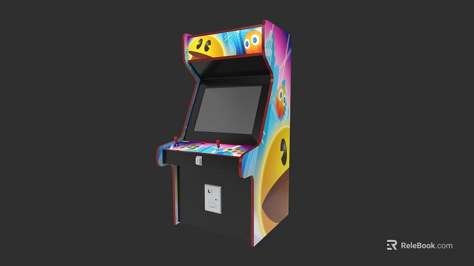 Vibrant Colorful Arcade Machine With Screen And Control Panel For Entertainment 3d model 