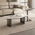 Modern Living Room Coffee Table With Marble Top And Metal Base And Decorative Books