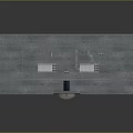Modern Concrete Building Exterior Featuring Flat Roof White Rooftop Structures And Arched Entrance