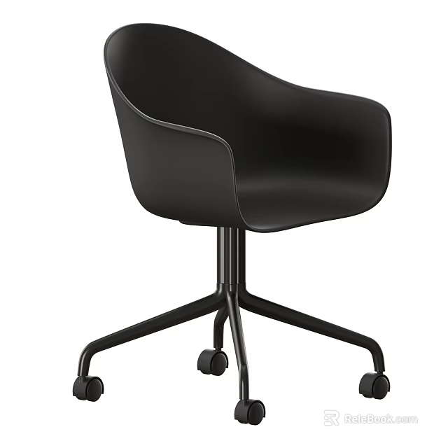 Ergonomic Black Office Chair With High Back Design And Rolling Wheels 3d model