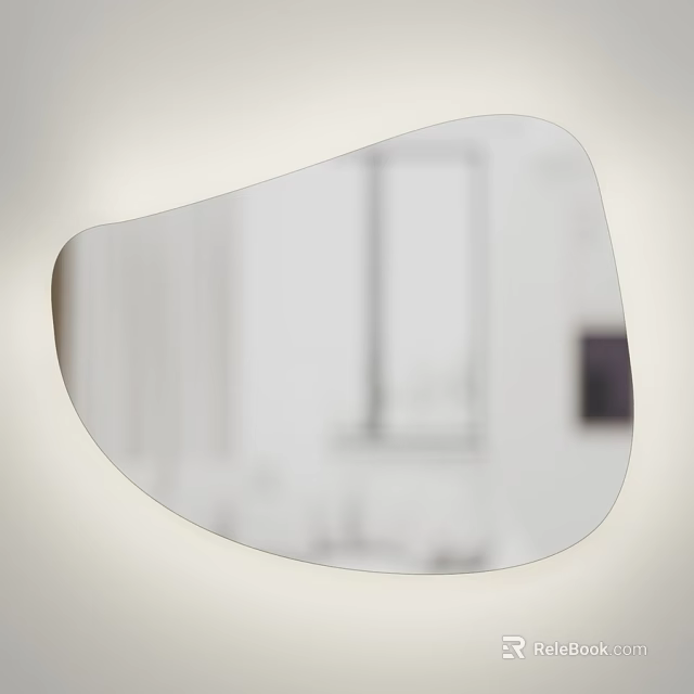 Modern Decorative Irregular Shaped Mirror Reflecting Interior Furniture And Walls 3d model 