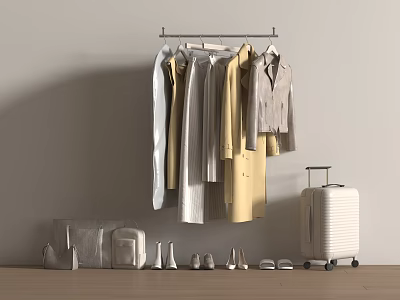 clothes luggage shoes 3d model