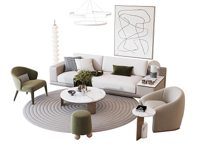 Modern Sofa Coffee Table Combination Sofa Combination 3d model