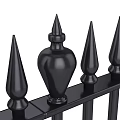 Traditional Black Wrought Iron Fence With Spiked Top And Vertical Bars