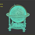 Decorative Globe Ornament Decoration Set With Wooden Base Metal Stand And Colorful Patterns