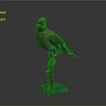 Detailed Bird Taxidermy Perched On Red Branch With Gray Base