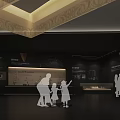 Modern Exhibition Hall Interior Design with Display Walls Lighting and Visitors