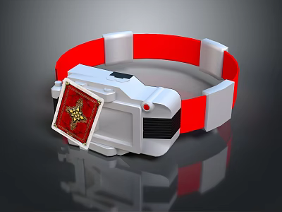 Fictional Cosplay Accessory Bracelet With Red White Strap And Decorative Card Device 3d model