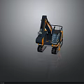 Modern Blue And Orange Crawler Excavator Construction Equipment With Cab Tracks And Bucket