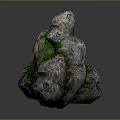 Wood Stone Natural Decorative Piece With Green Moss Covered Rough Surface And Organic Texture