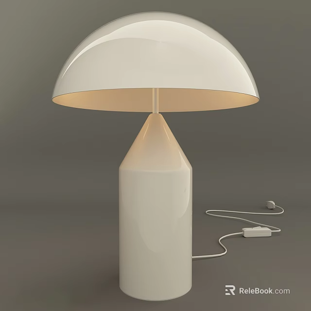 White Modern Table Lamp With Dome Shade And Conical Base For Home Decor 3d model