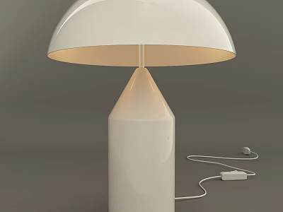 White Modern Table Lamp With Dome Shade And Conical Base For Home Decor 3d model