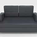 Modern Dark Gray Leather Two Seater Sofa With Square Back And Metal Legs 3d model