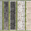 Ornamental Garden Pathway Design With Various Materials Paving Slabs Divided By Green Grass Strips