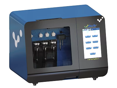 Blue Industrial Equipment With Transparent Window Touch Screen And Internal Components 3d model